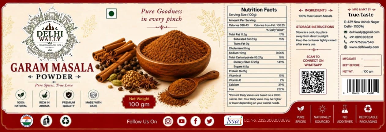 Garam Masala Powder 100g packaging